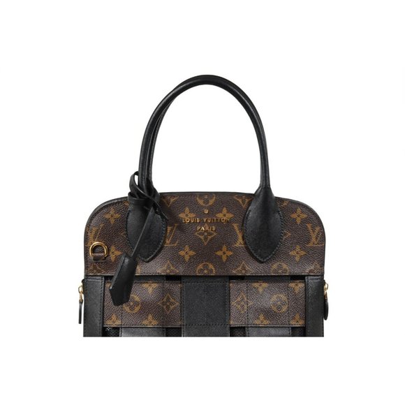 Louis Vuitton LV Monogram Tressage MM Tote Bag Brown Black Mesh Coated Canvas - Picture 4 of 16